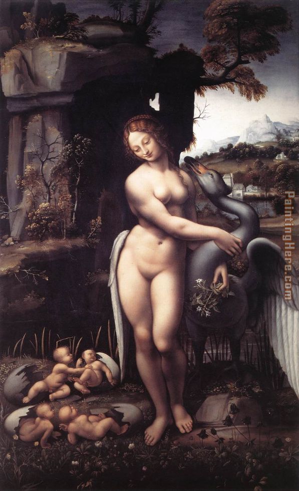 Leda 1508 painting - Leonardo da Vinci Leda 1508 art painting